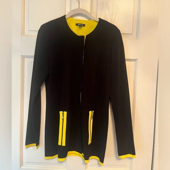 Exclusively Misook black yellow zip cardigan sweater women’s size xs x-small - Picture 1 of 4